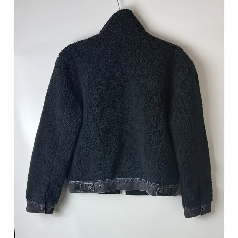 Levi’s Premium Ex-boyfriend Sherpa Trucker Jacket MSRP 168 Button Snaps XS - Picture 3 of 5